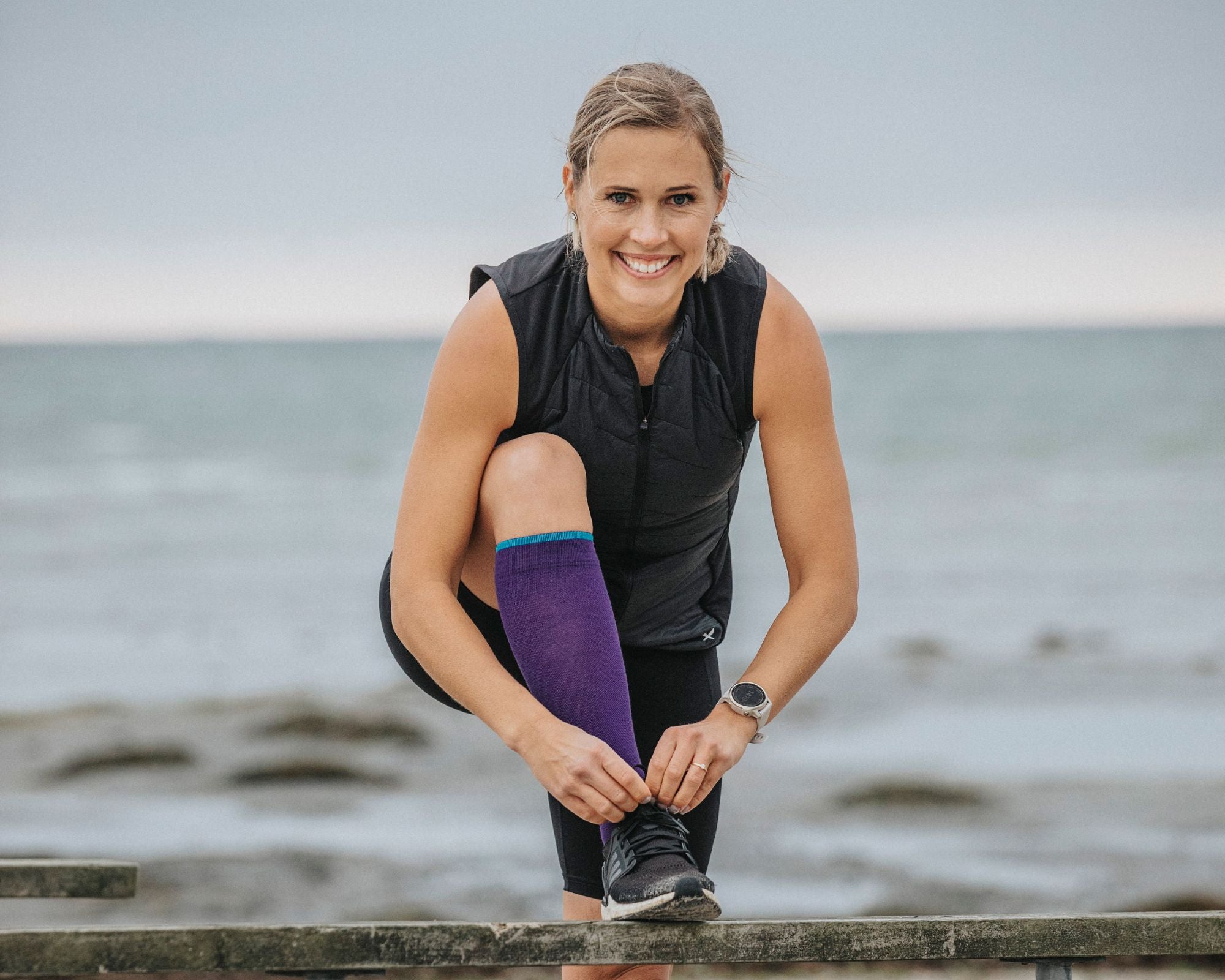 Tjej med Gococo kompressionsstrumpor