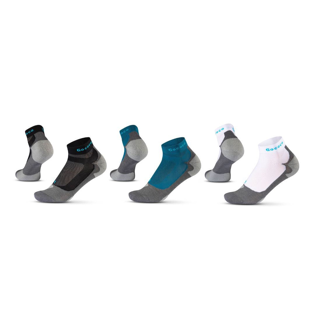 tunna löparstrumpor med ankelhögt skaft i vitt svart och petroleum färg