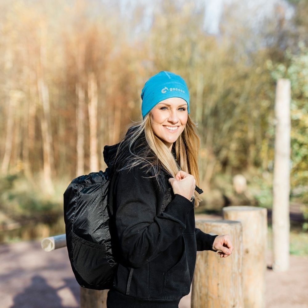 Thin Merino Wool Running Hat Blue Gococo - Main Image